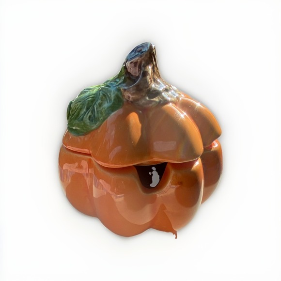 Pottery Barn Other - Pottery Barn Japan Pumpkin Shaped Lidded Vintage Sugar/ Condiment Bowl Fall Rare